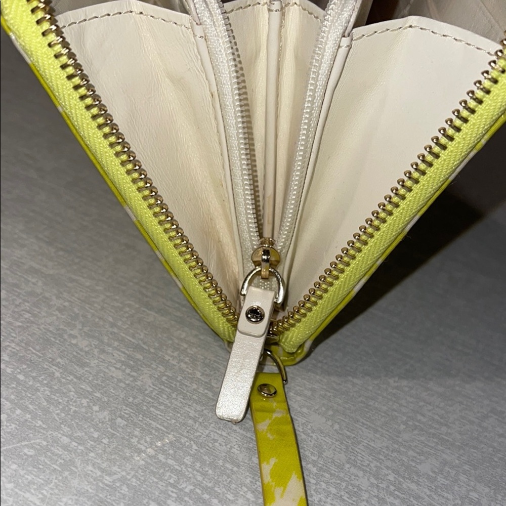 EUC ♠️ Kate Spade Lime Print Zip Wallet Zip Interior Coin Pocket & 12 Card Slots - Picture 17 of 17